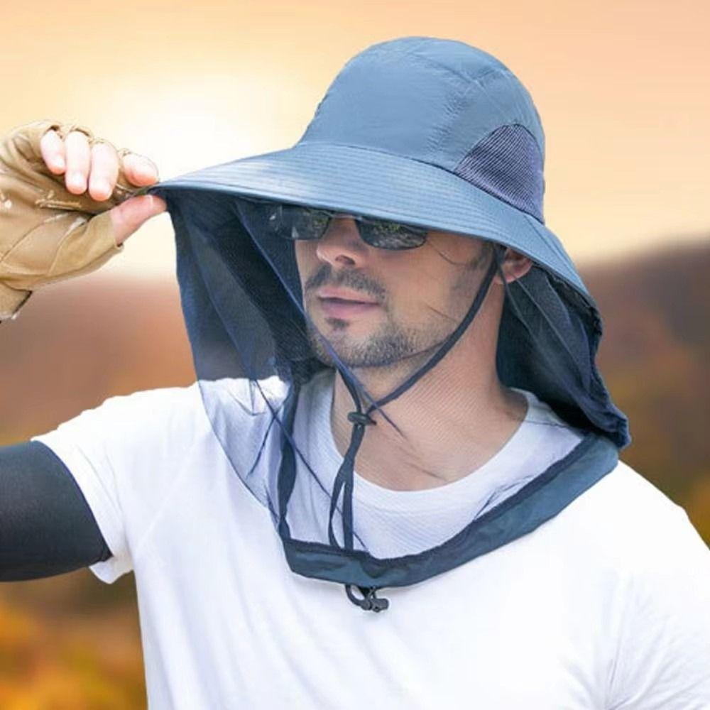 UPF50+ Bee Mosquito Hat Foldable Sun Protection Hat Breathable Net Cover Hat  Unisex