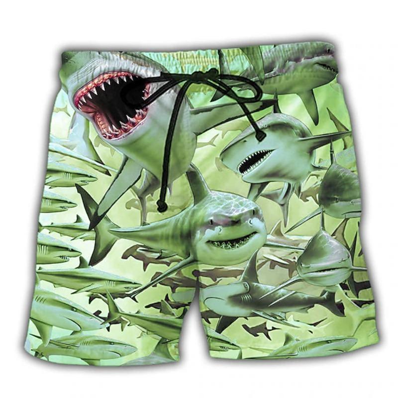 New Men's Board Short Swim Shorts Swim Trunks Drawstring Shark Graphic Prints Quick Drying Casual Holiday Hawaiian Shorts
