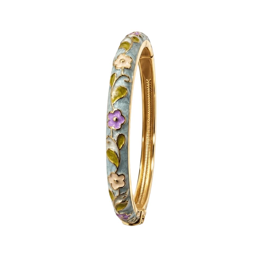 Enamel Flower Bangle Colorful Women's Hand Bracelet Fashion Vintage Cloisonne Bangle  Jewelry Gifts