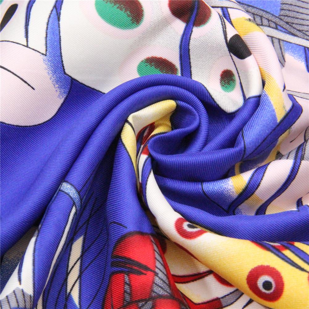 POBING Twill Silk Scarf Women Shawls Indian Feather Print Stoles Bandana Kerchief Hijab Square Scarves Wraps Silk Foulards 130CM