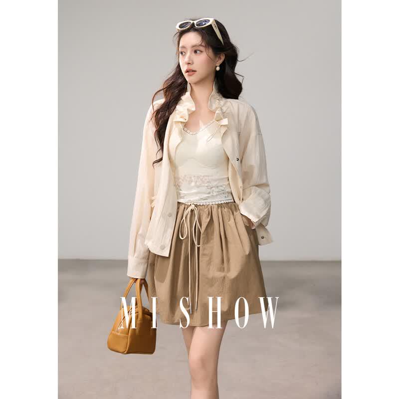 Women s Shirred Stand Collar Sun Protection Jacket S