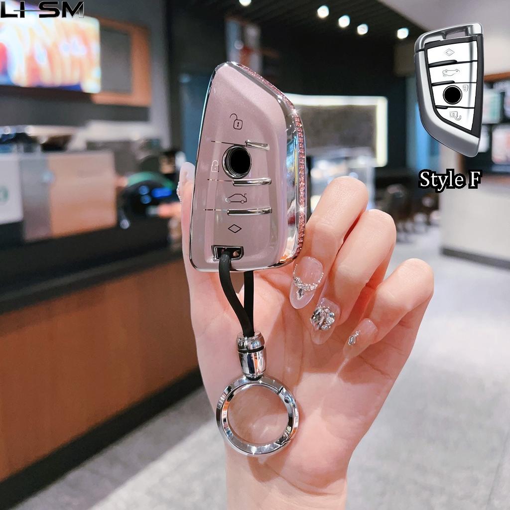 Pink Diamond Style Tpu For Bmw 216I F46 X1 X2 X3 X5 X6 Gt 2 5 6 7 Series 3 4 Button Remote Car Key Case Cover Holder Keychain