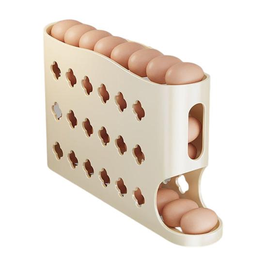 

1/2 шт. Ящик для хранения яиц с защитными перилами, дизайн с глубокими канавками, большая вместимость, автоматический вращающийся холодильник, органайзер для яиц, подставка для яиц 1pc жёлтый