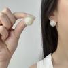 South Korea's New Geometric Simple Crack Sponge Pearl Earrings Personalized Mermaid Ji Big Pearl Versatile Earrings