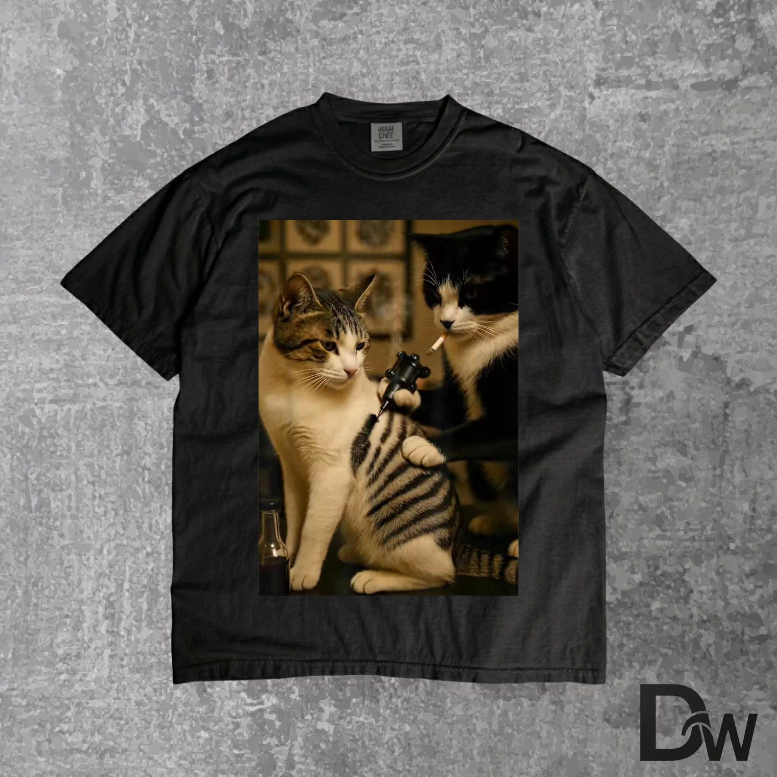 Vintage Smoking Cat Tattoo T-Shirt | Inked Artist Funny Meme Tee, Gift for Cat Lover 4XL