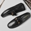 Fashion Comfortable Formal Wear Men Loafers Genuine Leather Casual Shoes Lightweight Sole Slip On Flats Non-Slip Man Business Moccasins