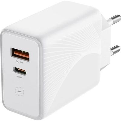 Charger - E.F.CONNECTION - PD20W + QC 3.0 - 30W - 2 Ports - White