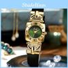 Relógio Feminino Quadrado Retro de Quartzo com Pulseira de Couro À Prova d'Água Para Elegância Casual