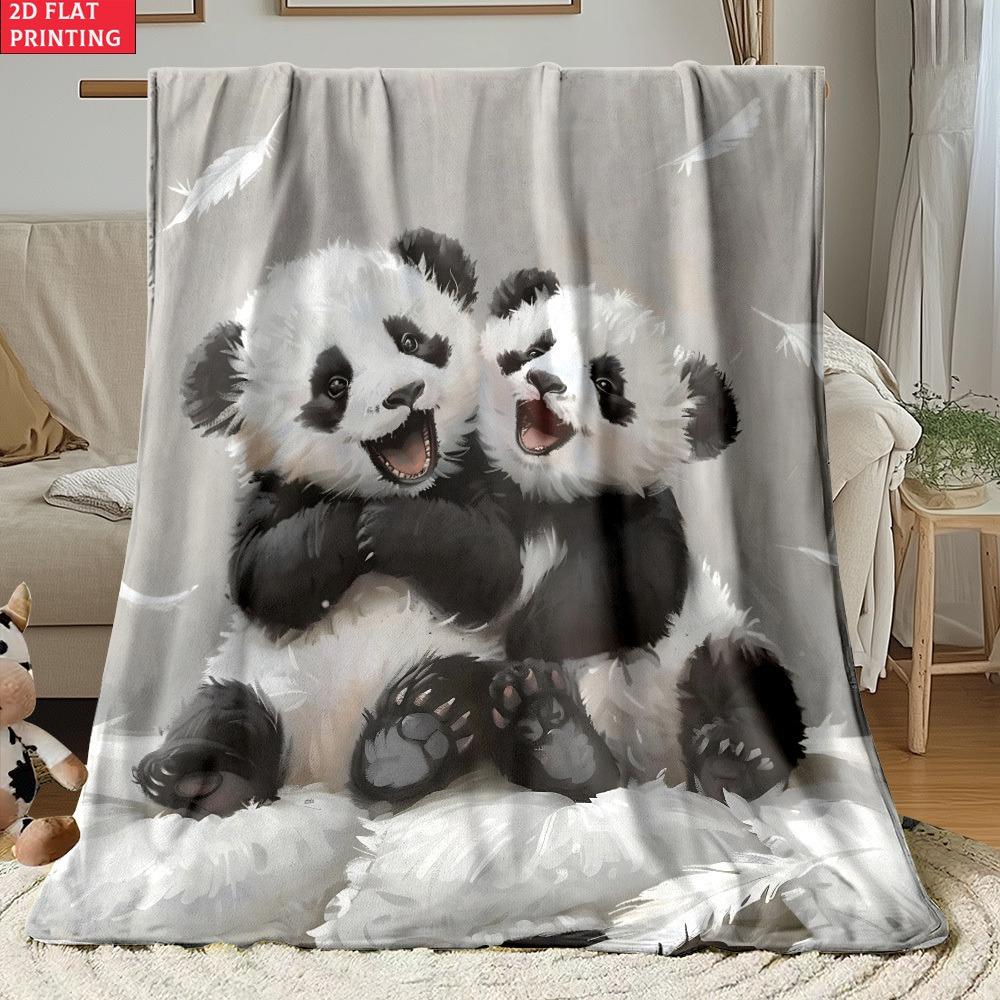 Lovely Panda Family Blanket Soft Plush Green Nature Throw Blanket for Bed Couch Sofa Luxury Air Conditioning Nap Quilt Gift
