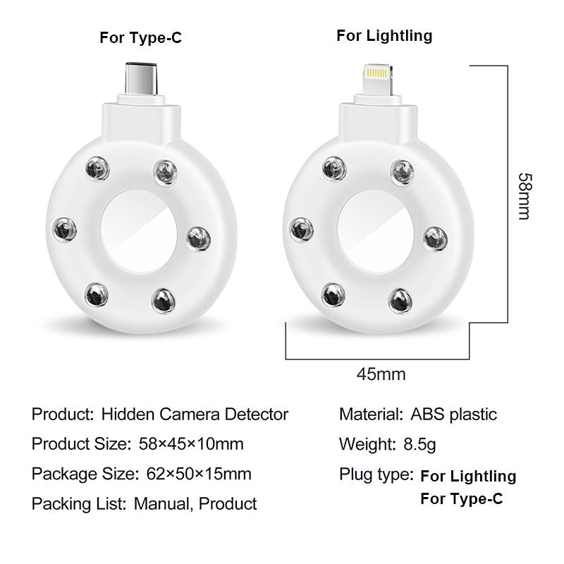 Security Anti Candid Detector Camera GPS Signal Lens Type C Tracker Detect For Android IOS Iphone Infrared Detector Tracking