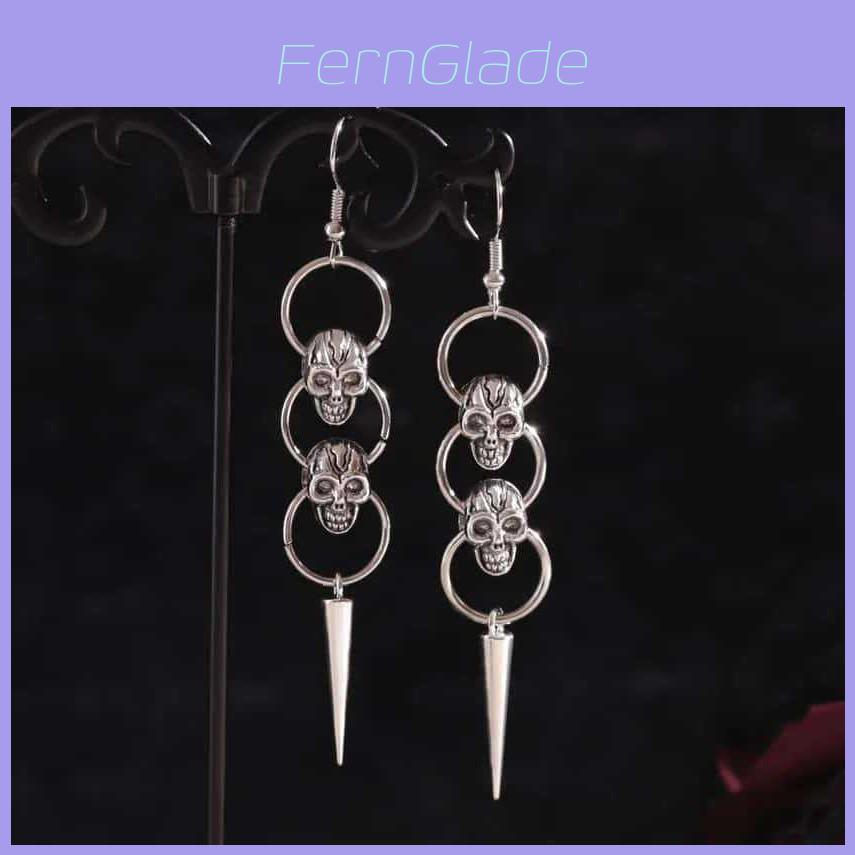 Skull Earring Punk Style Alloy Dangle Jewelry For Women