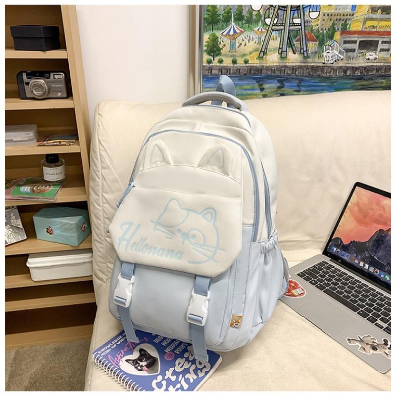 New Student Schoolbag Female Junior High School Students' Large-capacity Leisure Simple Kitten Printed Backpack Backpack