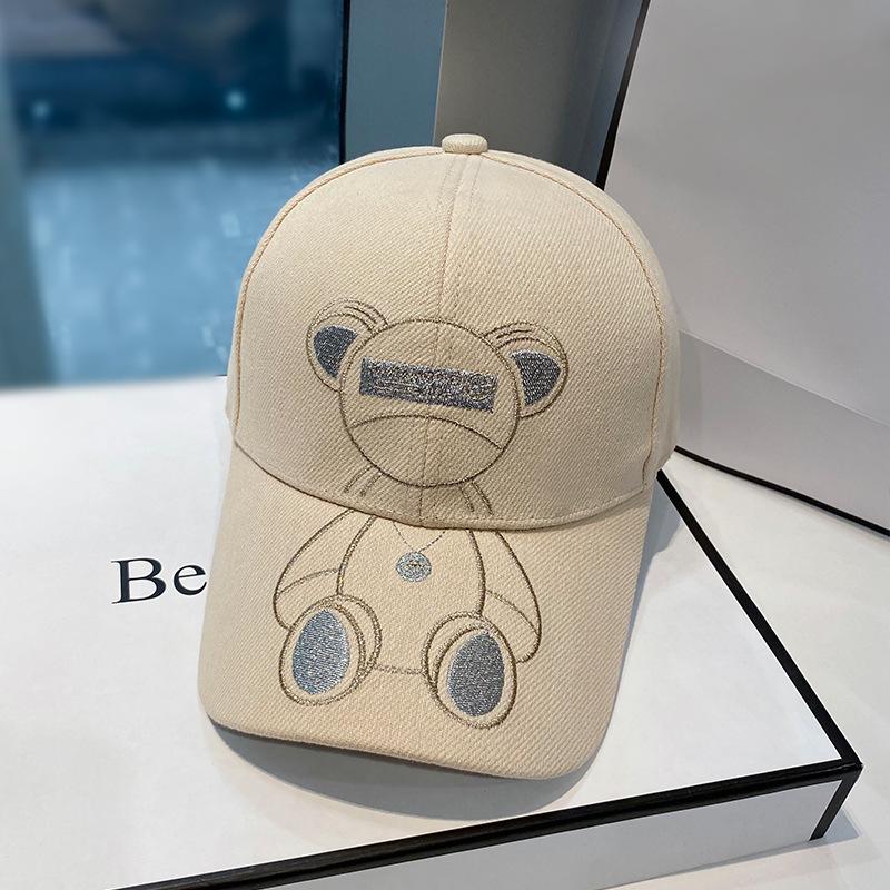 Korean Style Cute Teddy Bear Embroidery Women's Baseball Cap - Versatile Duckbill Sun Hat for Summer and Spring