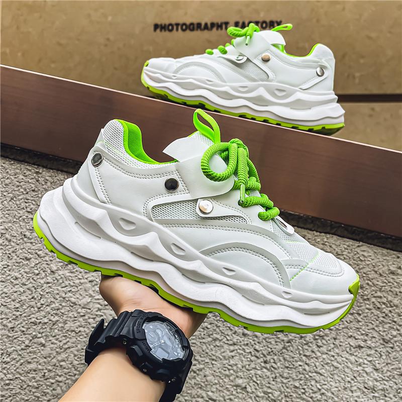 

Повседневная обувь для мужчин сетчатые дышащие мужские толстые кроссовки на платформе мужская обувь осень прилив фитнес вулканизированная обувь мода 39 белый