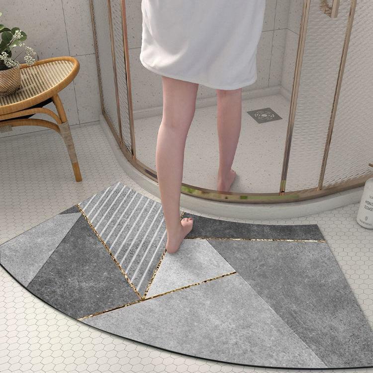 Diatom Mud Floor Mat Arc-shaped Dirt-resistant Anti-slip Mat Household Absorbent Bathroom Floor Mat Bathroom Door Simple Foot Mat