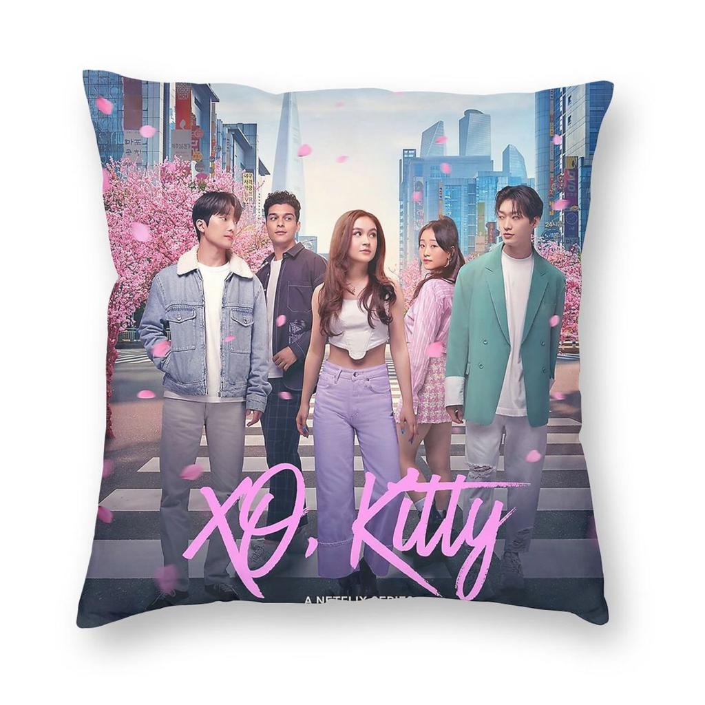 Federa Quadrata TV Xo Kitty Romance Poliestere Lino Velluto Stampata Cerniera Decorativa Federa Cuscino da Lancio Copricuscino per Stanza