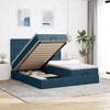Ottoman Bed with Mattresses Dark Blue 160x200 cm Velvet