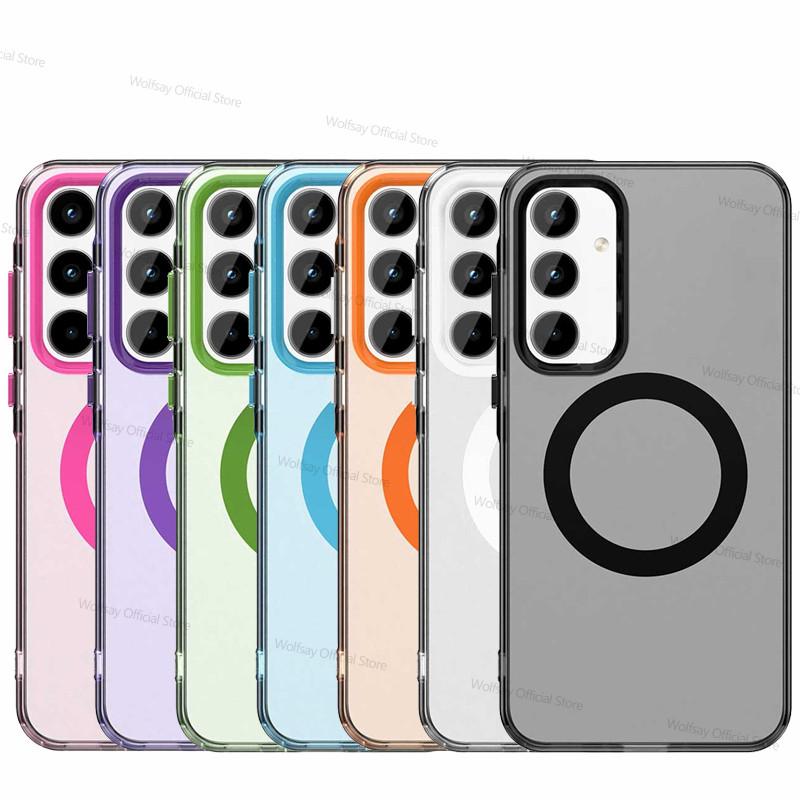 For Samsung Galaxy A55 Case Magsafe Wireless Charging Cover Samsung Galaxy A15 A25 A35 A55 5G Case Shockproof Matte TPU Bumper