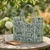 Shoulder Bag Usalover925 Green Quilted Cotton Floral Print Shoulder Bag 09