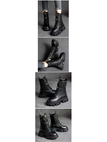 2025 Mid-Calf Soft Leather Chunky Heel Retro Chelsea Boots with Non-Slip Sole