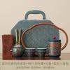 Ethnic style portable travel tea set outdoor camping ceramic tea separation hand grab pot car portable tea drinker
