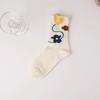 Women Socks Korean Japanese Style Cartoon Green Flower Harajuku Cute Kawaii Mid Tube Socks Breathable Casual Short  Cotton Socks