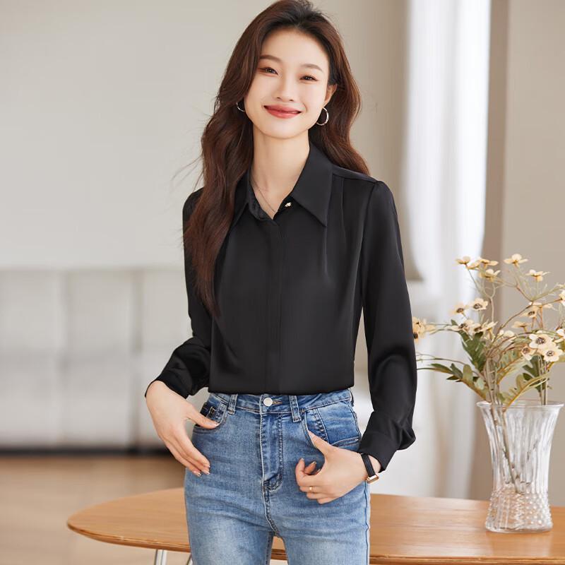 Women's Elegant Long Sleeve Solid Commuter Blouse