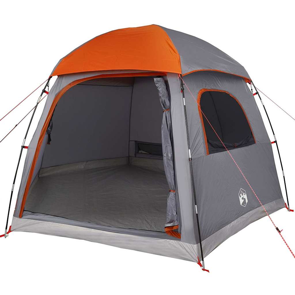Family Igloo Tent for 6 Persons Grey and Orange Waterproof