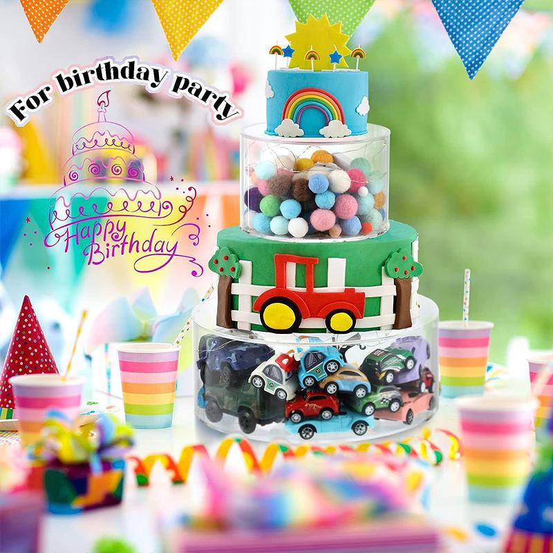 1PC Circular Cake Stand Stackable Acrylic Cake Rack DIY Cake Plastic Display Box Refillable Board Base 15/20/25cmx10cm
