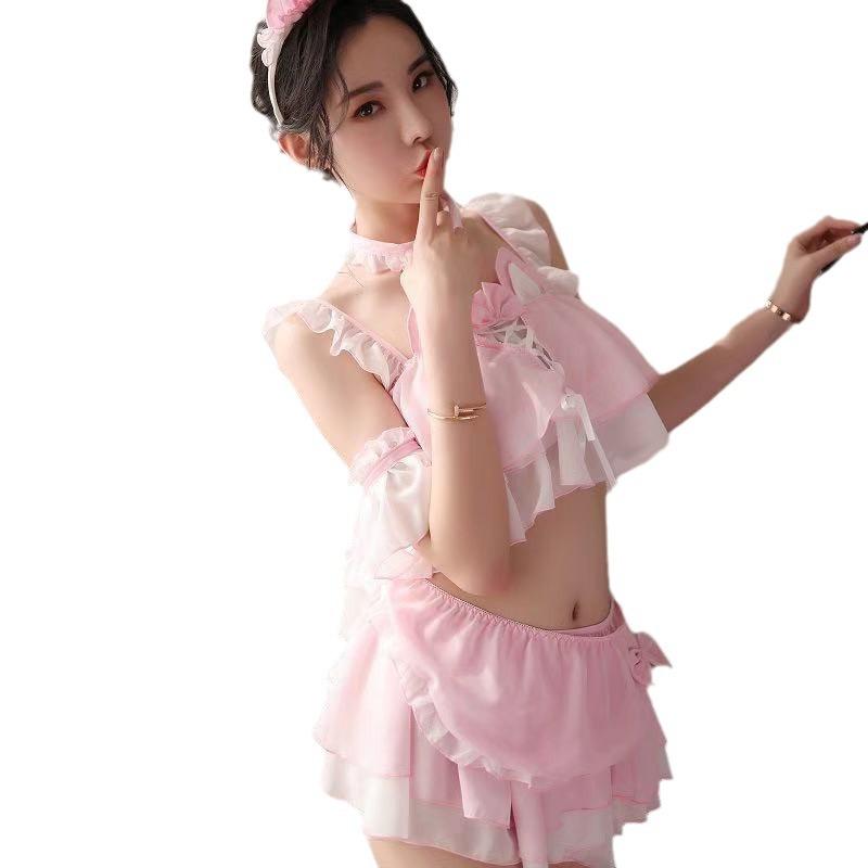 Erotic Underwear European and American Bunny Girl Uniform Suit Chiffon Lace Cat Girl Nightclub Woman Transparent Sexy