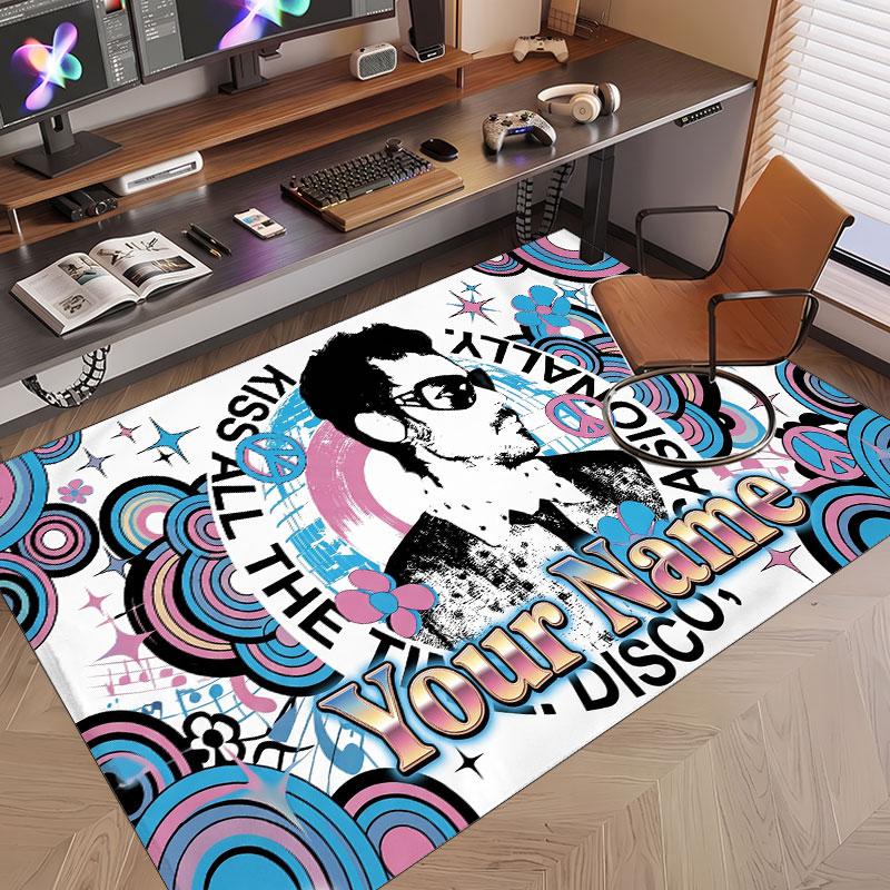 Custom Name Crystal Velvet Rug,Harry Styles Comfortable Anti Slip Floor Mat For Room Decoration