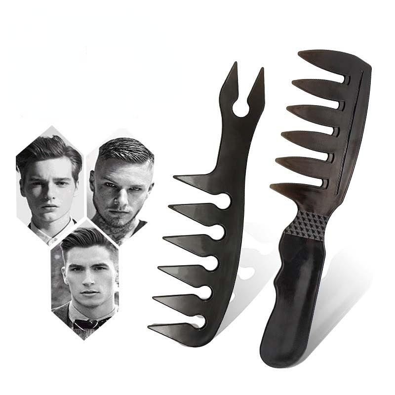 Pettine ad angolo retto Pettine per styling retrò retrò da uomo Pettine a denti larghi Pettine con inserto a doppia faccia Pettine a testa d'olio