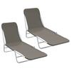 vidaXL Folding Loungers 2 Pcs. Steel and Fabric Grey