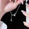 925 Sterling Silver Star Tassel Necklace Women Light Fashion Commuter Style Zircon Inlaid Jewelry