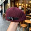 Vintage British Style Knit Beret Cap Women - Versatile Artistic Painter Hat With Belt Detail