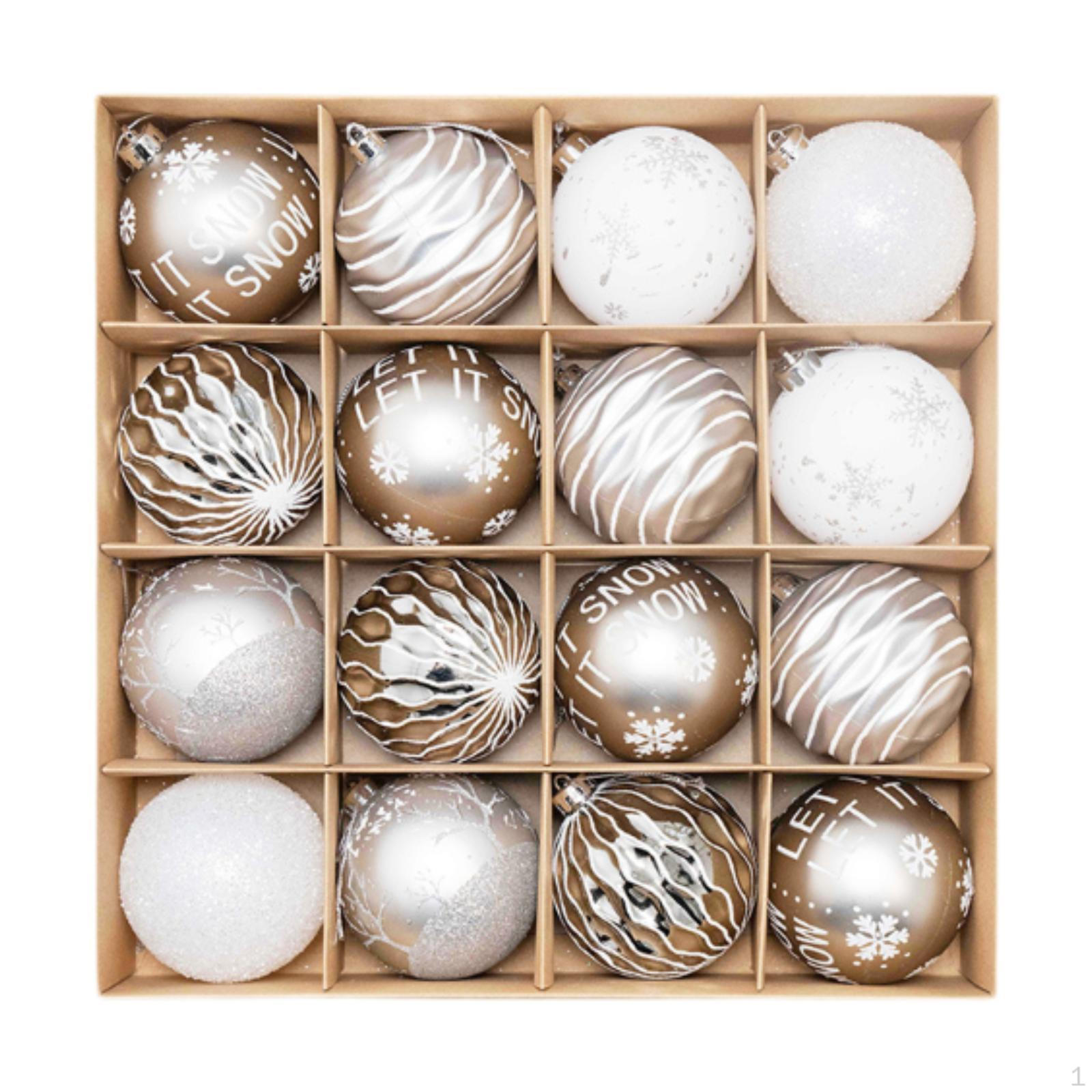 

16 шт. Рождественские шары, украшения для елки, подвесные украшения на год Silver White