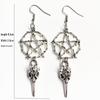 Gothic Skull Crow Pentagram Earrings - Dark Halloween Jewelry