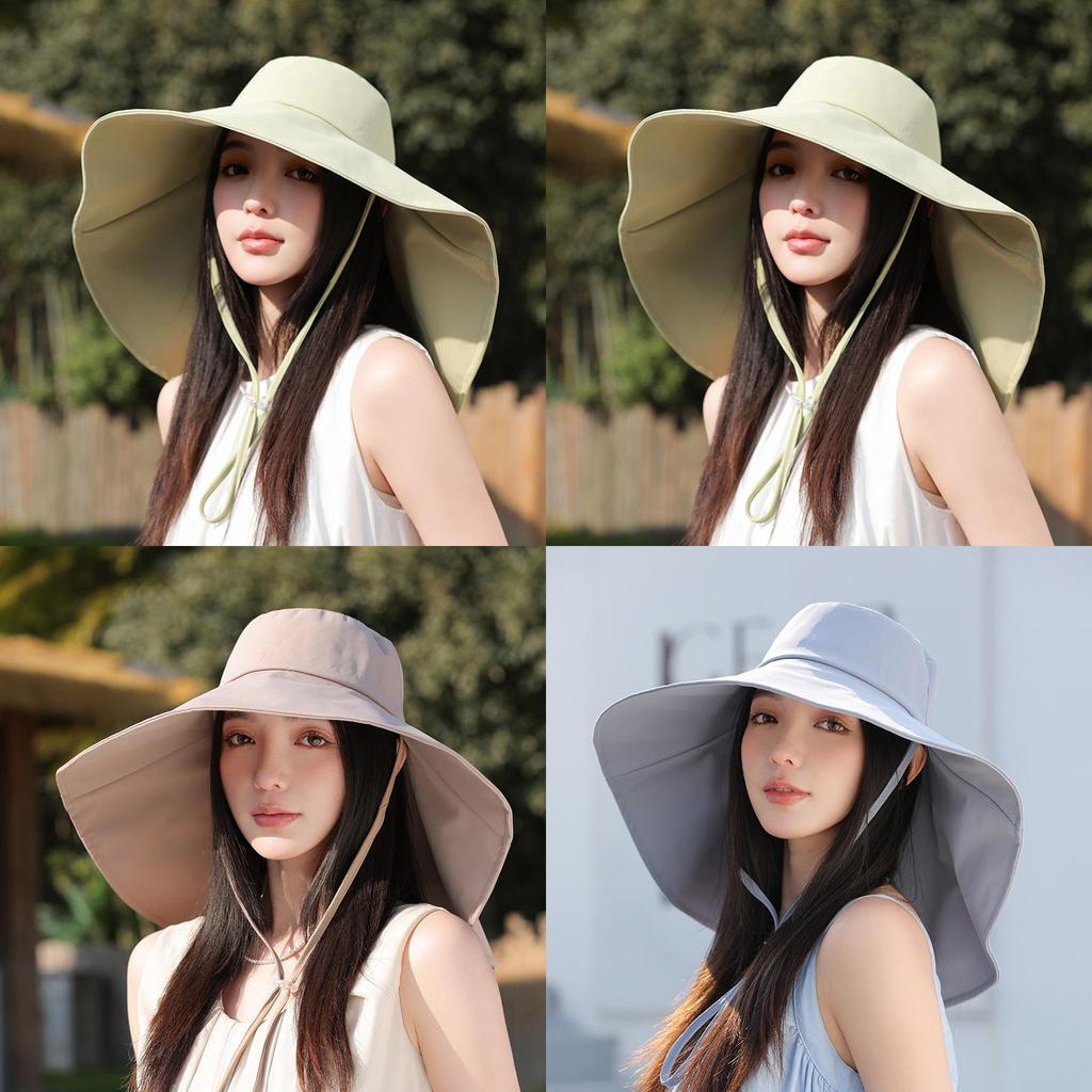 Summer Outdoor Sun Protection Cap With Neck Shield Lightweight Polyester For Women