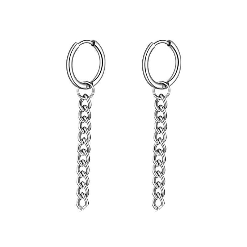 Black Series Titanium Steel Punk Style Earrings - Unisex, Korean Fashion, Unique Design