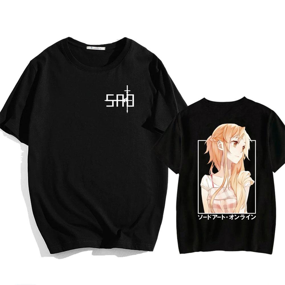 

Аниме Футболка Sword Art Online Кирито и Асуна Парная футболка Повседневная Свободная Мужская Женская Хлопок Уличная одежда 4XL