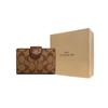 New COACH Corner Zip Canvas With Leather Clutches Wallets Medium Size Women's Brown C0082-IME74