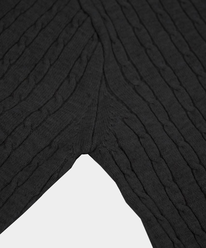 BIRBANTE Soft Washable Cable Collar Knit - Black
