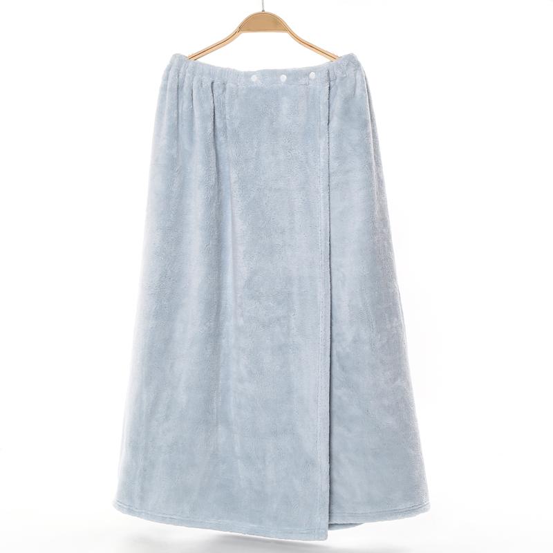1Pcs Songyang Unisex Coral Fleece Button Bath Skirt,140×75cm(55.1×29.5inch),Super Absorbent Lint‑Free Skin‑Friendly Wearable Bath Towel for SPA Home