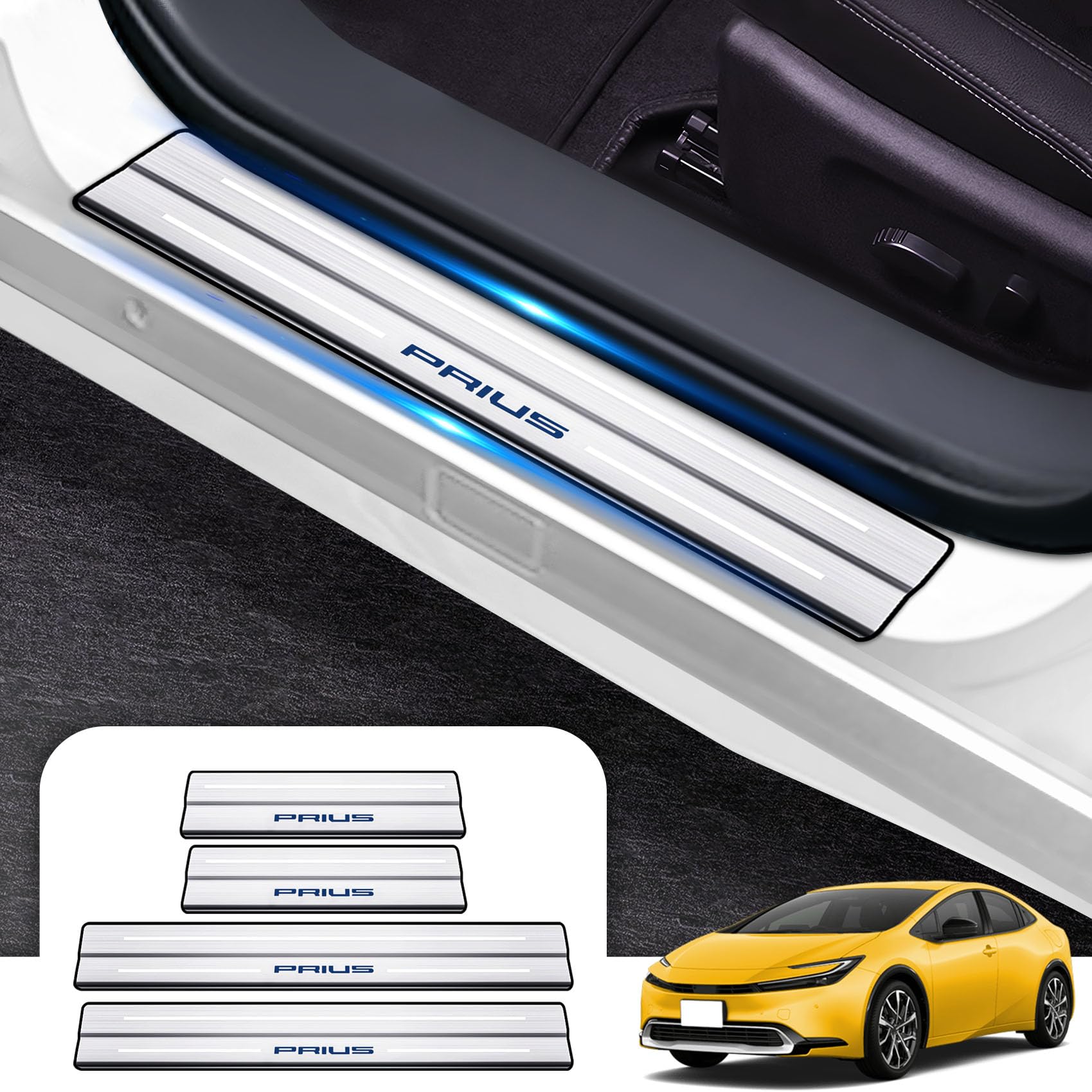 

SUVVNE Подножка для Prius 60 серии, нержавеющая накладка, боковая подножка, защита двери от царапин, пятен, японская инструкция, комплект из 4 штук с (Воду) Охранники,