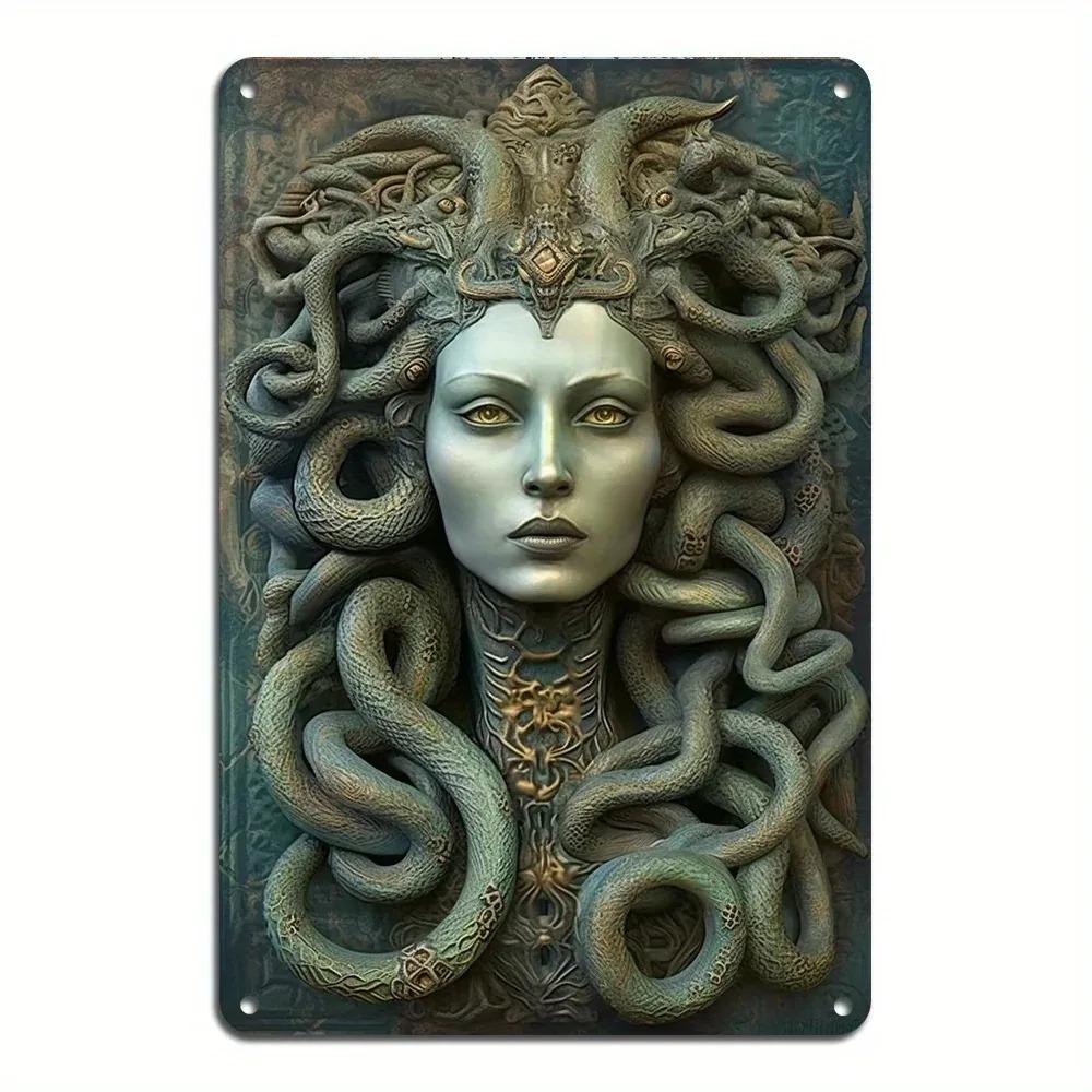 Artă Metalică de Perete Medusa Placă Metalică 20x30cm Decor Gorgonă Decor Cameră