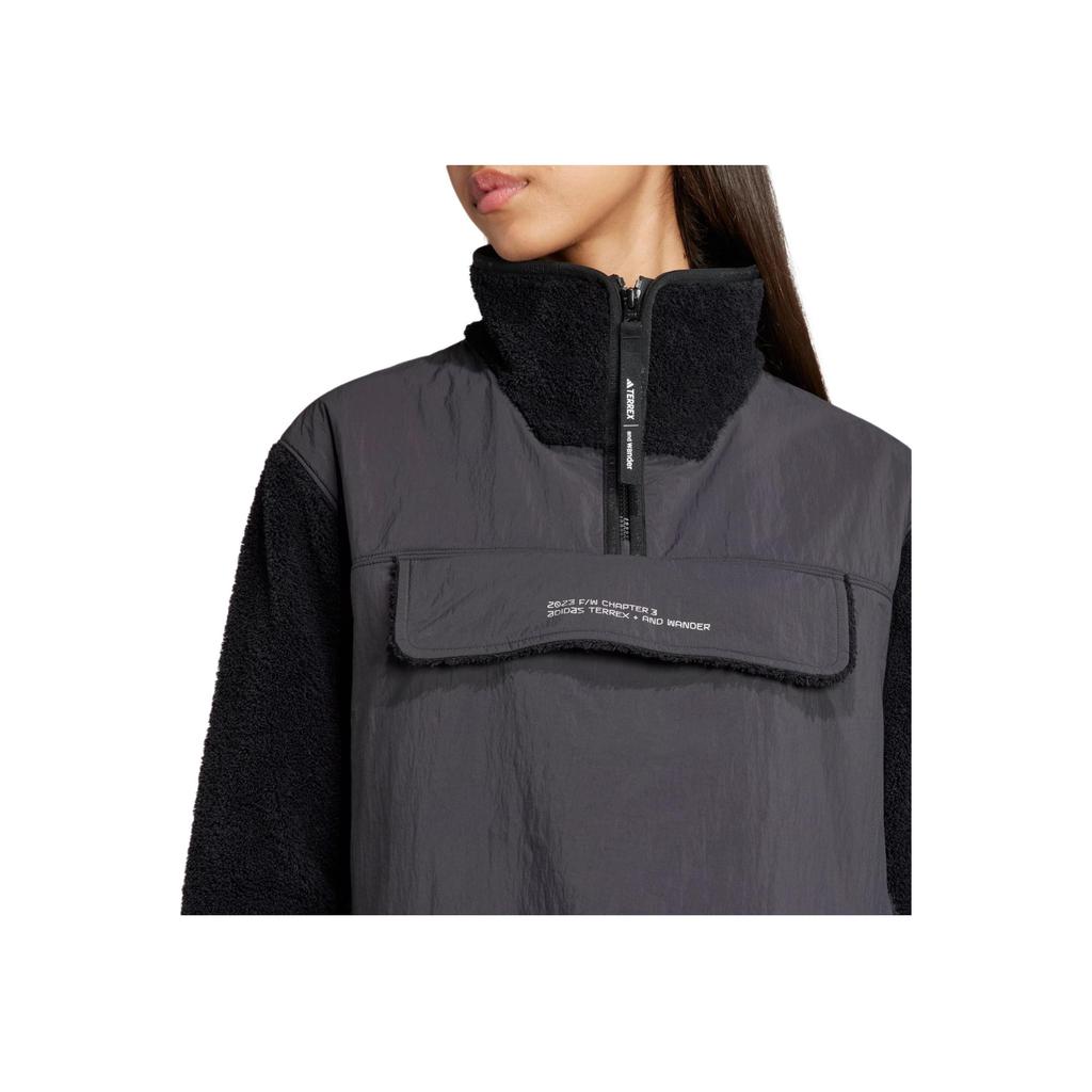Adidas Terrex X And Wander Collaboration FW23 Outdoor Sports Crew Neck Half Zip Sweatshirt Women Sweatshirt Black IB4815
