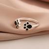 Stylish Black Kitten Paw Open Ring for Women