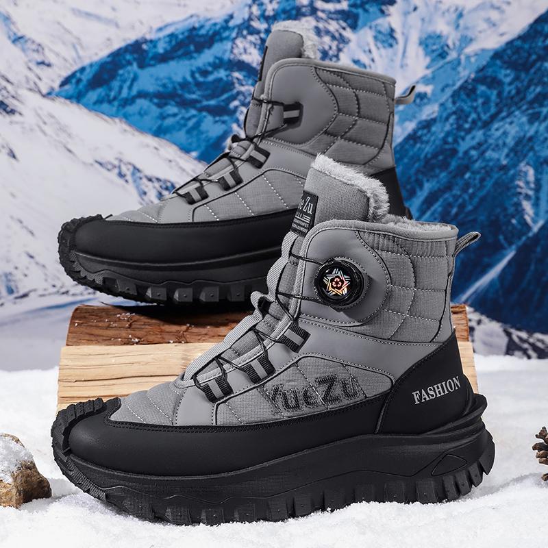 Warm Fur Men's Snow Boots Autumn and Winter Thickened Fashion Casual Bakers Shoes Fur-Lined Thickened Mid-Calf Cotton Shoes