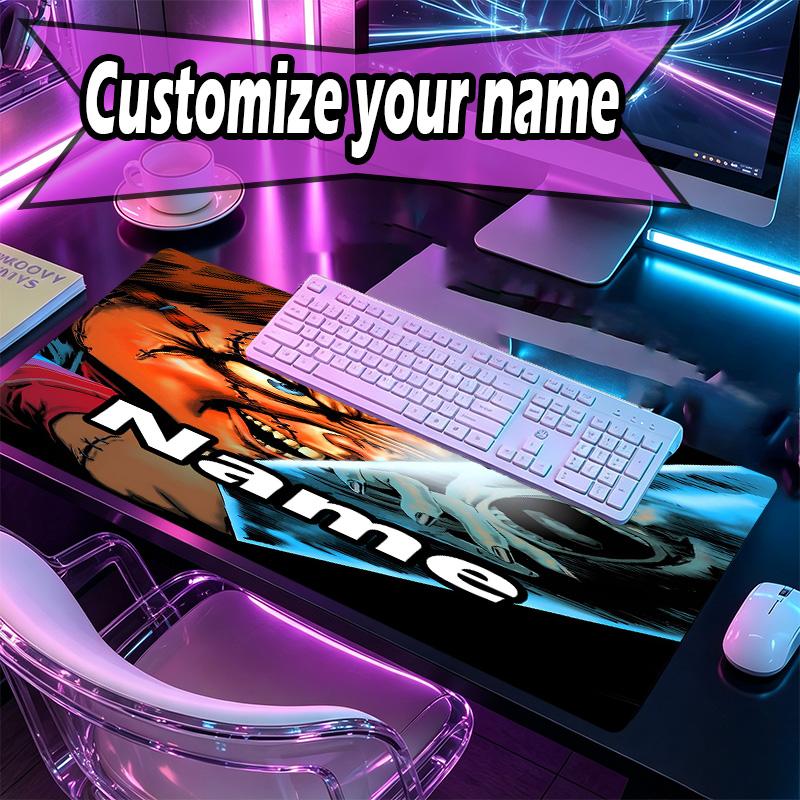 Custom Name Personalized Bride of Chucky Pattern Mousepad, Laptop PC Desk Mat, Decorative Desk Mat for Home Keyboard Pad Gift