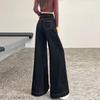 Women's Plus Size High Waist Black Micro Flare Jeans - Pear Shape, Wide Leg, Floor Length, Spring/Summer.
